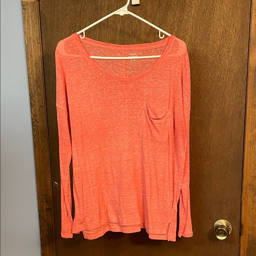Old Navy Women's Bright Coral Long Sleeve Tee